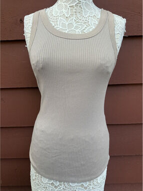 Wishlist Ribbed Tan/Cream‎ Tank Top Casual Minimalist Sporty